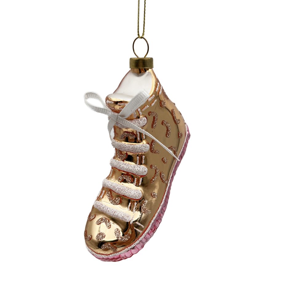 ORN GLASS SHOE 3" MULTI GLITTER