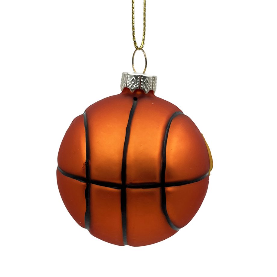 ORN GLASS BASKETBALL 2" ORANGE /BLACK MATTE