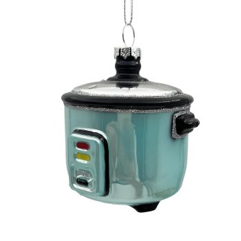 ORN GLASS RICE COOKER 4" LIGHT BLUE GLITTER