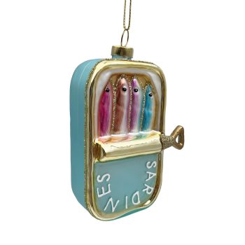 ORN GLASS SARDINES 4" MULTI GLITTER