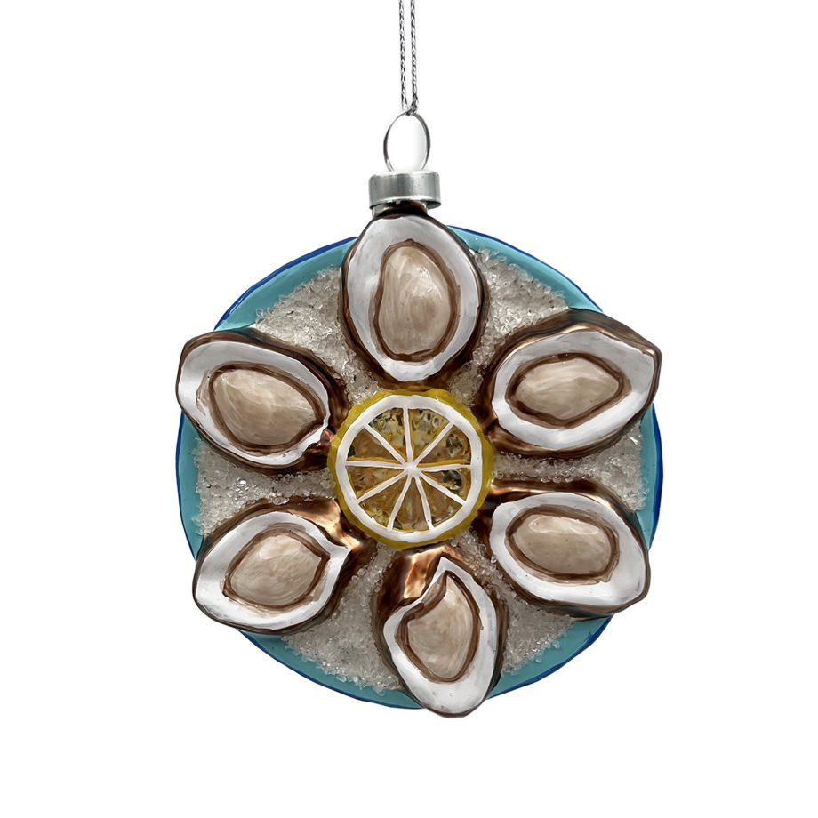 ORN GLASS OYSTER PLATTER 4" BLUE/MULTI