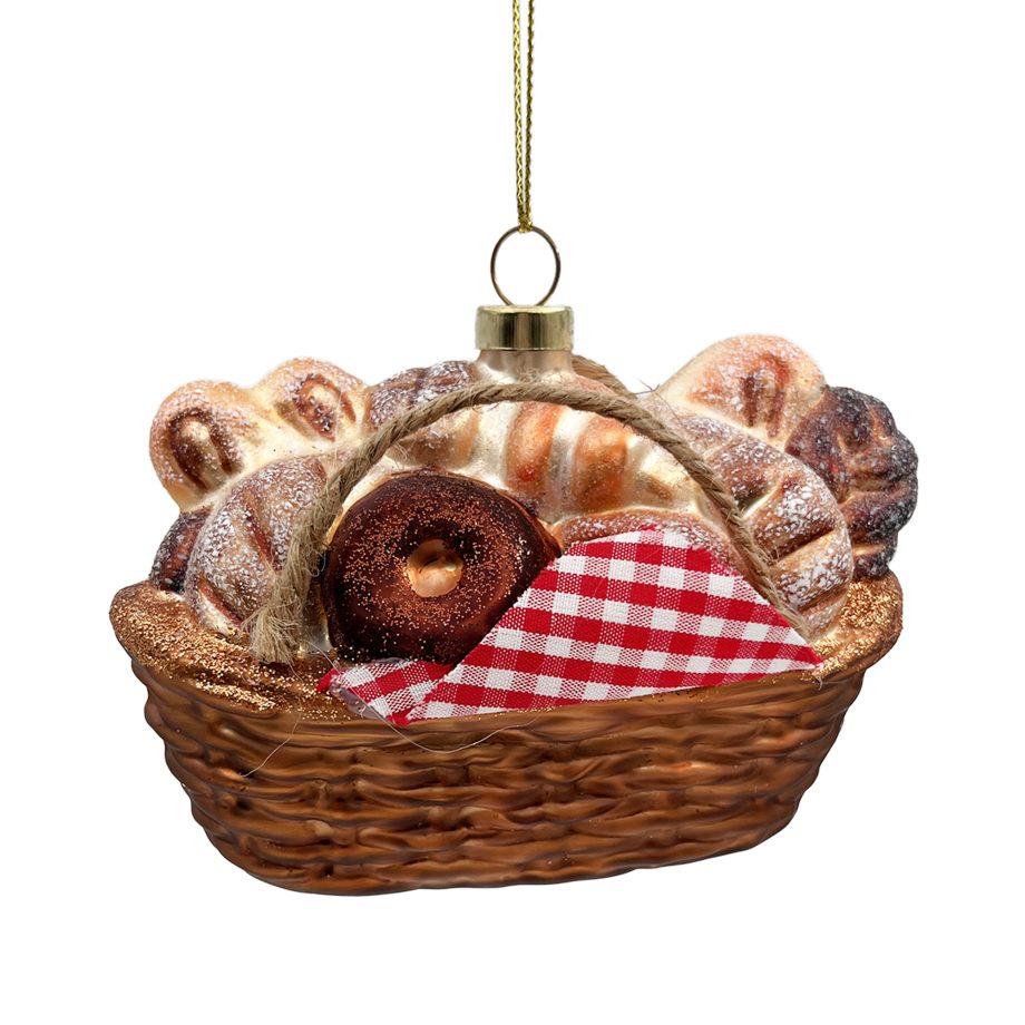 ORN GLASS BREAD BASKET 3" MULTI GLITTER