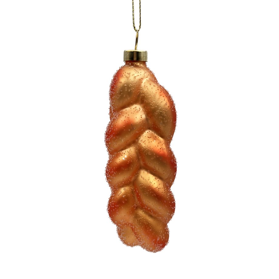 ORN GLASS BAGUETTE BREAD 5" COPPER