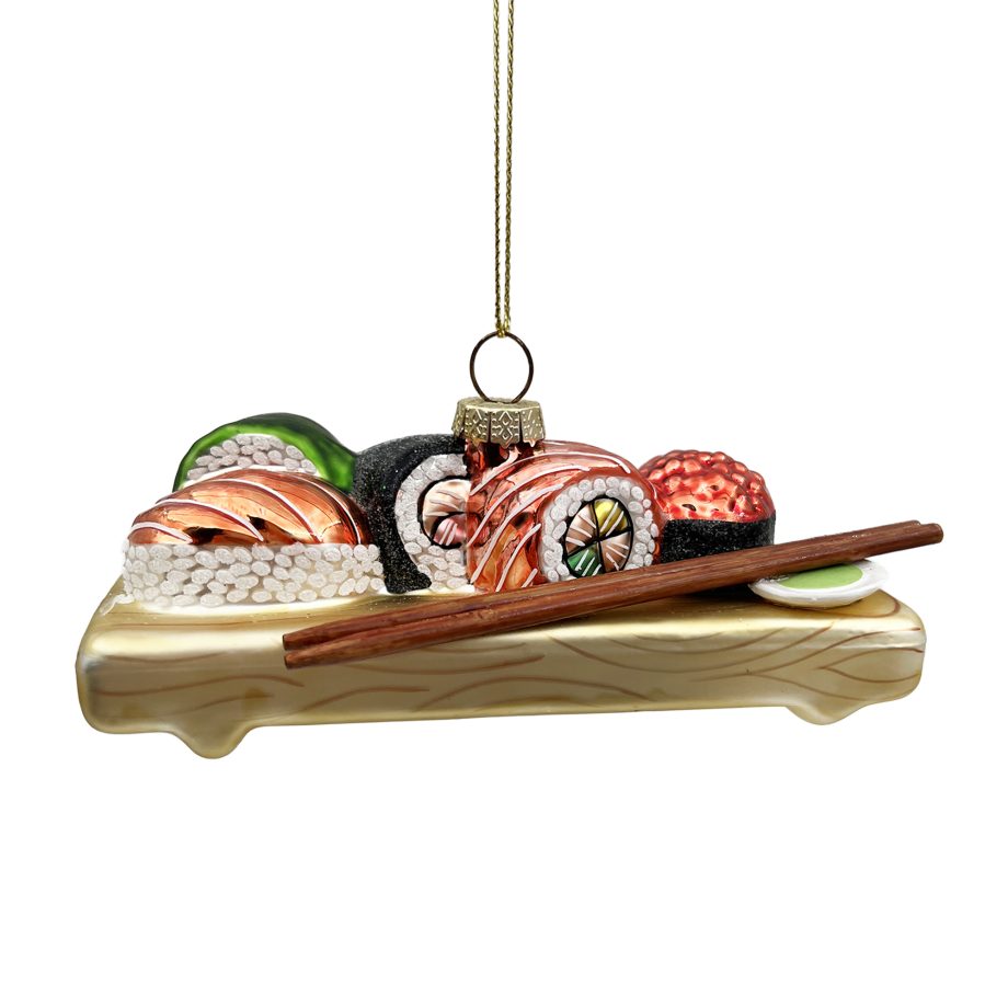 ORN GLASS SUSHI TRAY 4" MULTI
