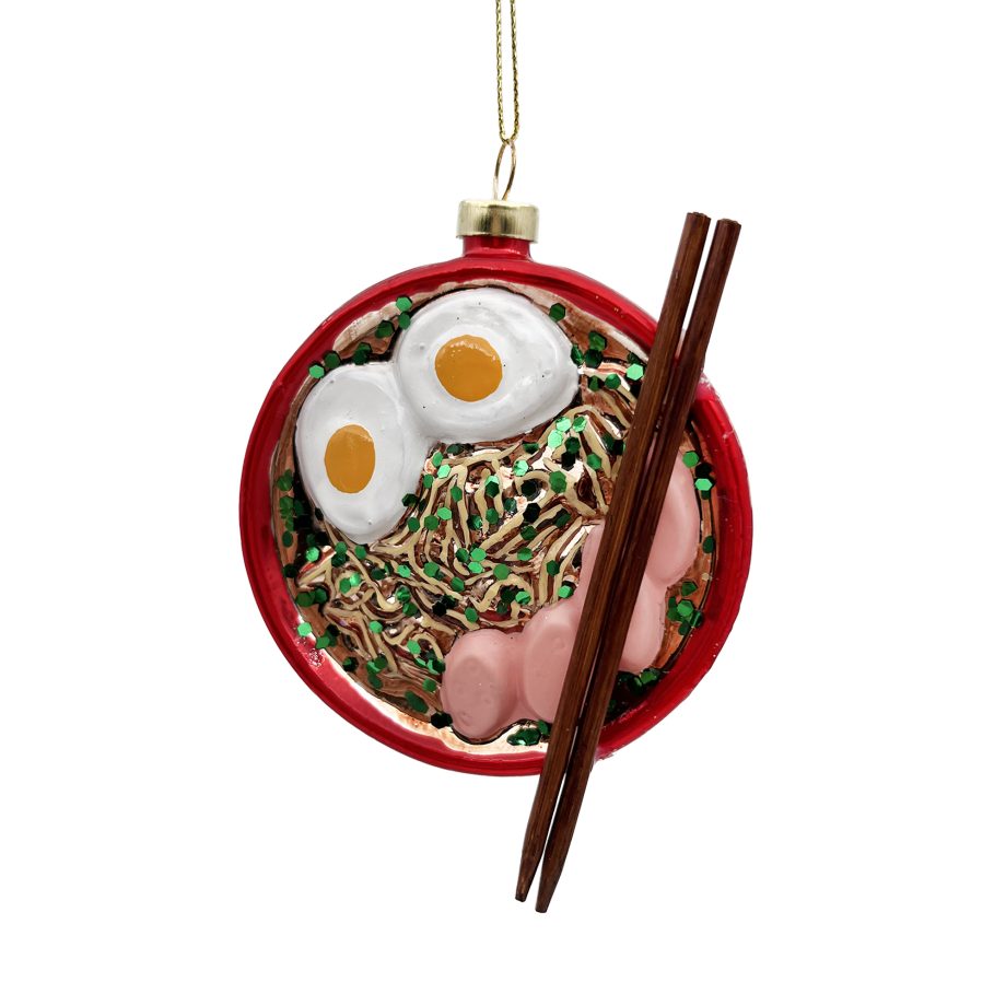 ORN GLASS RAMEN BOWL 3" GLITTER MULTI