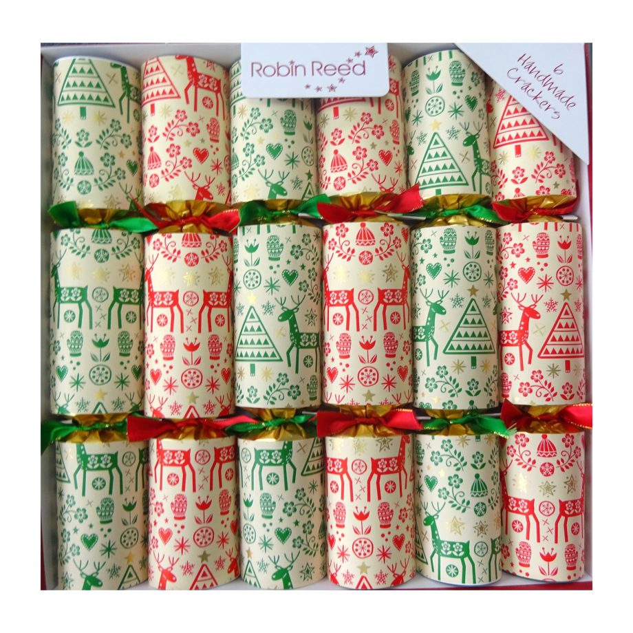 CHRISTMAS CRACKER PREMIUM RED/GREEN 6PC X 12" FOLKLORE WITH PICCADILLY GIFT INSIDE