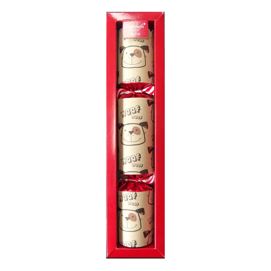 CHRISTMAS CRACKERS WHITE 1PC X 14" PET DOG WITH DOG TOY INSIDE
