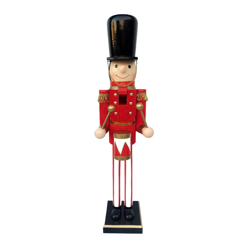 NUTCRACKER WOODEN STANDING 24" RED/BLACK TOY SOLDIER DRUMMER