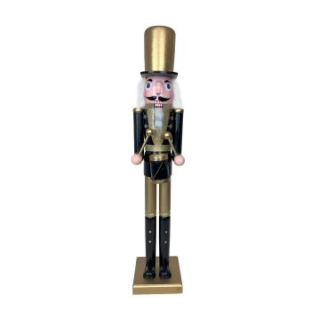 NUTCRACKER WOODEN STANDING 24" BLACK/GOLD DRUMMER