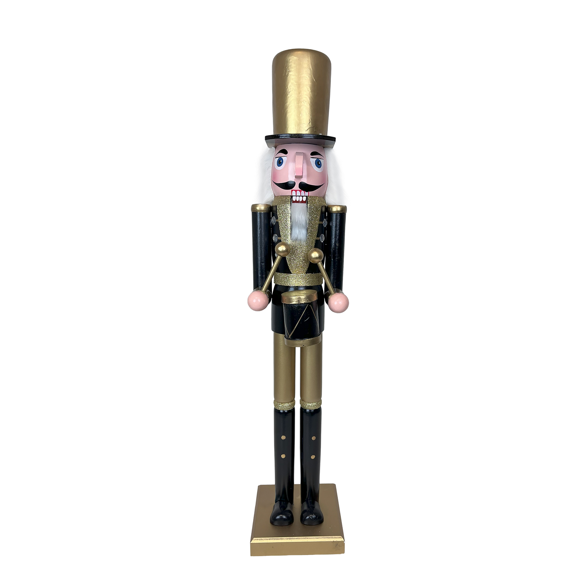 NUTCRACKER WOODEN STANDING 24" BLACK/GOLD DRUMMER