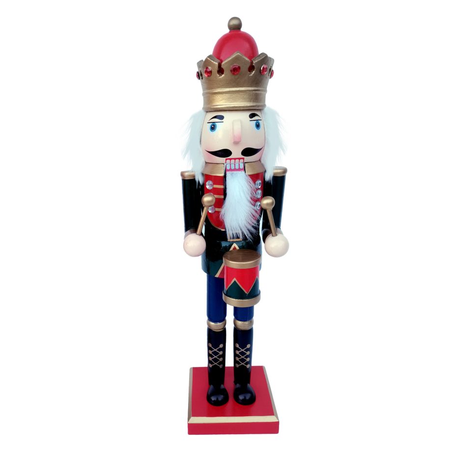 NUTCRACKER WOODEN STANDING 24" BLACK/RED DRUMMER KING