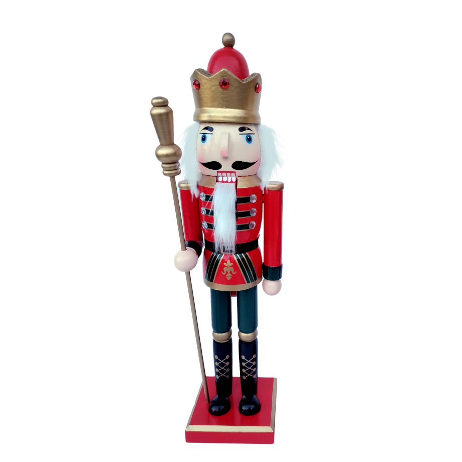 NUTCRACKER WOODEN STANDING 24" RED/GOLD KING W/ SCEPTER