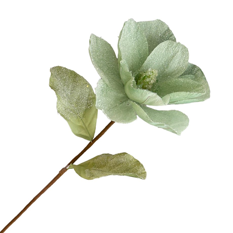 MAGNOLIA STEM LT. BLUE/LT. GREEN 24" ICED SNOWED/GLITTER