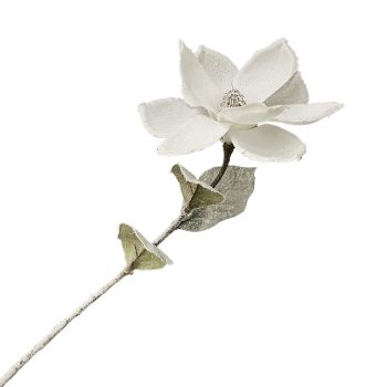 SPRAY MAGNOLIA STEM 26" WHITE SNOW FLOCKED