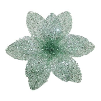 POINSETTIA HEAD MINT GREEN 12" MESH W/ GLITTER