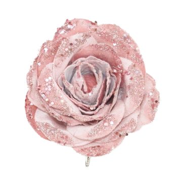 ROSE HEAD ROSE 5" VELVET W/ GLITTER