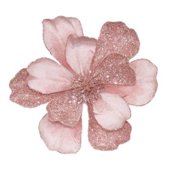 MAGNOLIA HEAD ROSE 10" VELVET 2-TONE W/ GLITTER