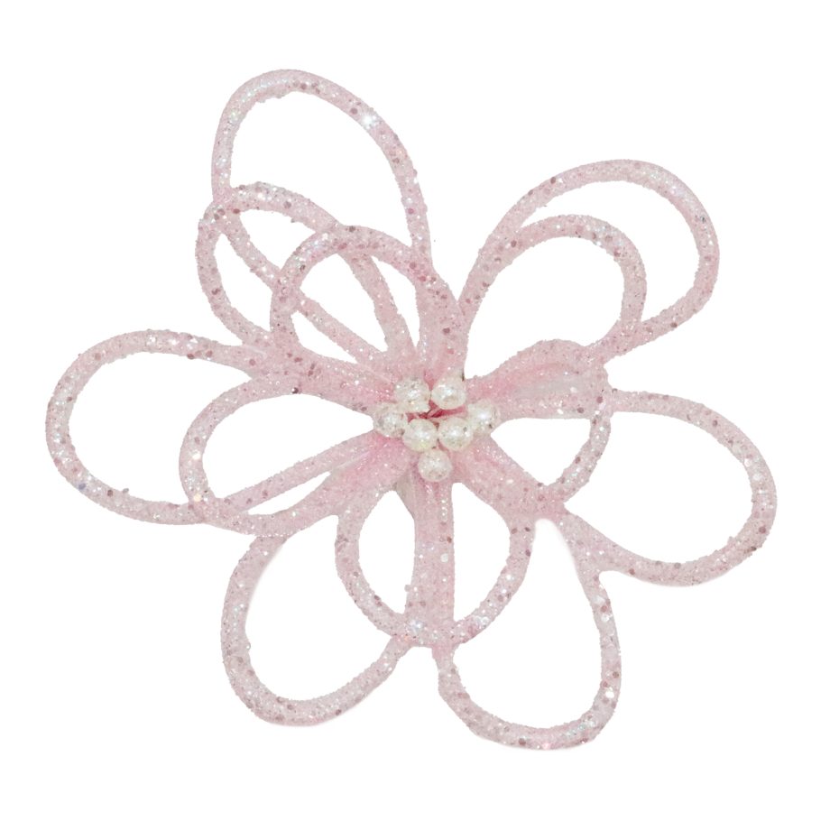 FLOWER HEAD CANDY SOFT PINK 11" FLEXI-TUBE W/ GLITTER