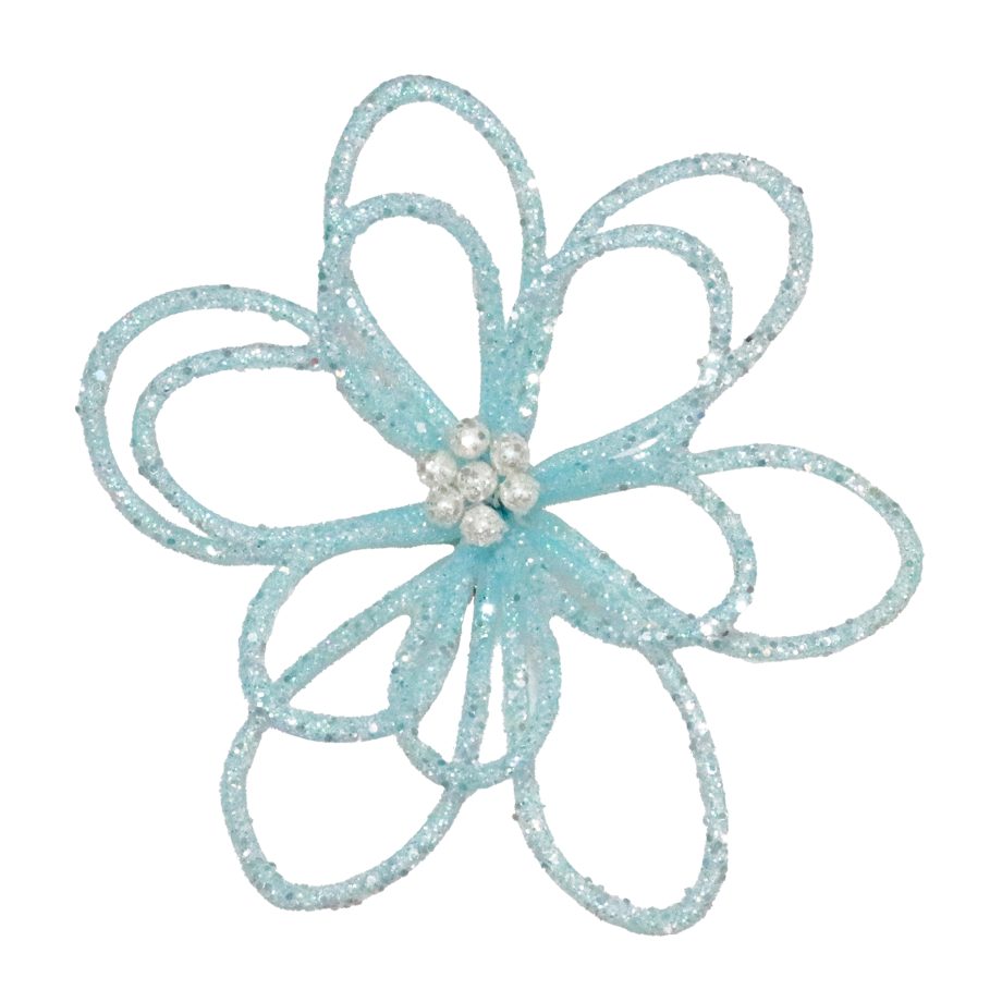 FLOWER HEAD CANDY SOFT BLUE 11" FLEXI-TUBE W/ GLITTER