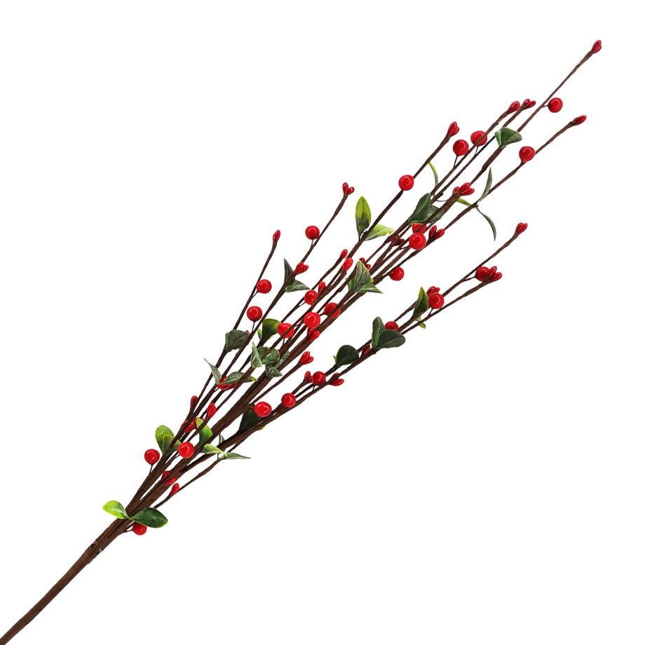 SPRAY MIXED RED BERRIES 27" W/ MINI LEAVES