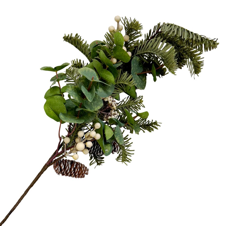 SPRAY EUCALYPTUS & PINE NATURAL 18" W/ PINE CONE & BERRY