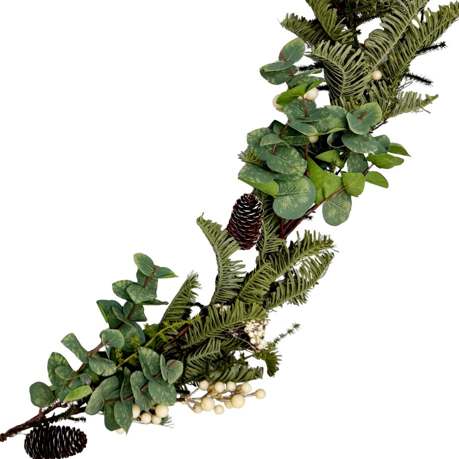 GARLAND EUCALYPTUS PINE GREEN 60" W/ TWIGS PINE CONE & BERRY