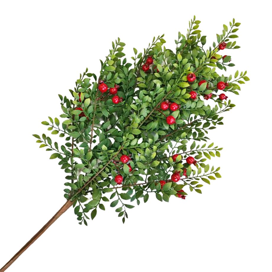 SPRAY MINI LEAF/BERRY 28'' DK. GREEN