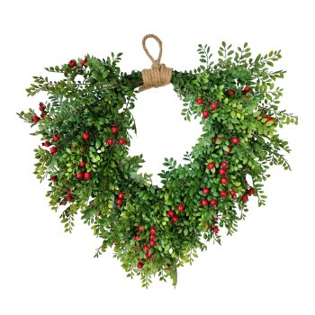 WREATH MINI LEAF/BERRY 24'' DK. GREEN