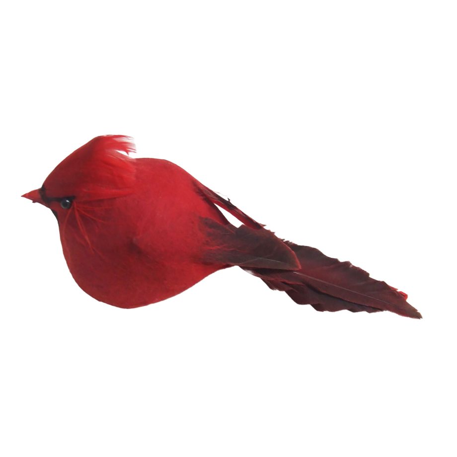 CARDINAL RED FEATHER/COTTON 6" W/ CLIP