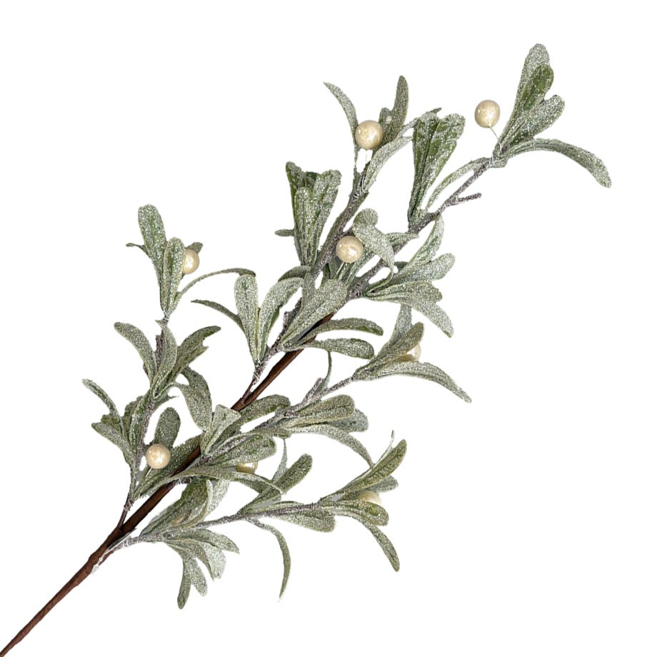 SPRAY MISTLETOE GREEN/WHITE 26" FROSTED W/ PEARL & GLITTER