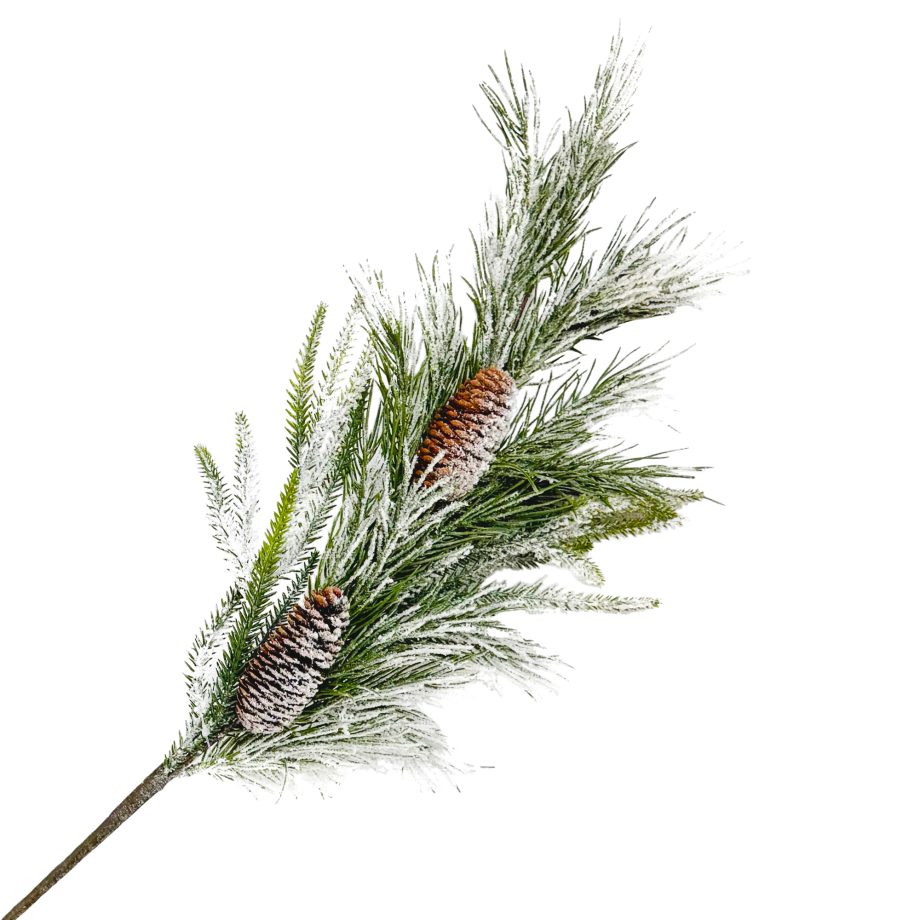 SPRAY SNOW FLOCKED MIXED PINE 31.5" W/ PINE CONE