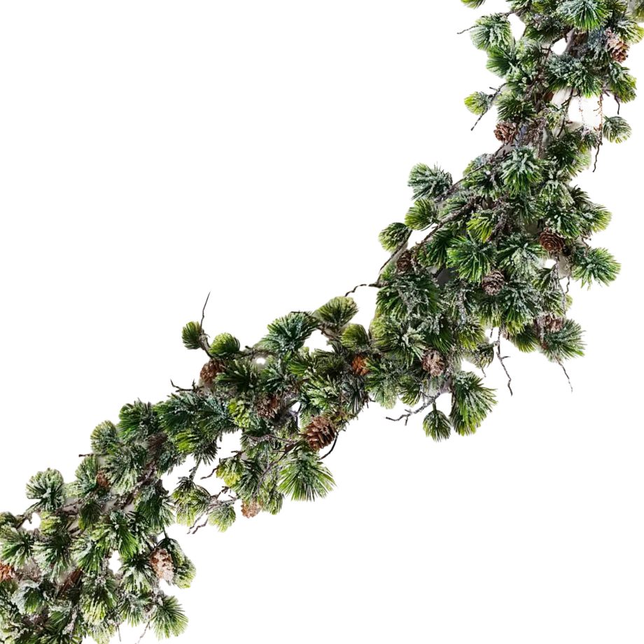 GARLAND SPARKLE PINE 60" GREEN W/ PINE CONE & TWIGS