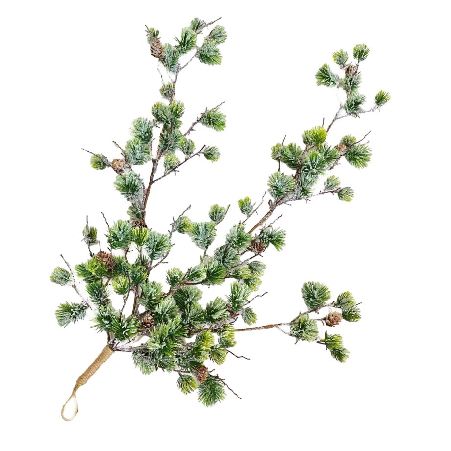 TEARDROP FROSTED SPARKLE PINE 36" GREEN W/ PINE CONE & TWIGS