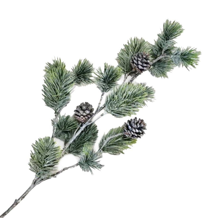 SPRAY FROSTED NEEDLE PINE 26" GREEN W/ PINE CONE
