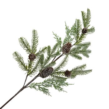 SPRAY MIXED PINE GREEN/BROWN 37" FROSTED W/ PINE CONE/GLITTER