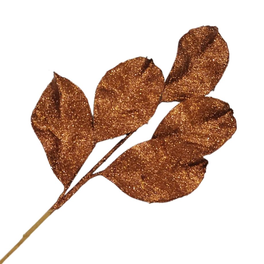 SPRAY MAGNOLIA LEAF COPPER 24" GLITTER