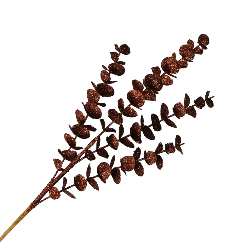 SPRAY EUCALYPTUS LEAF COPPER 27" GLITTER