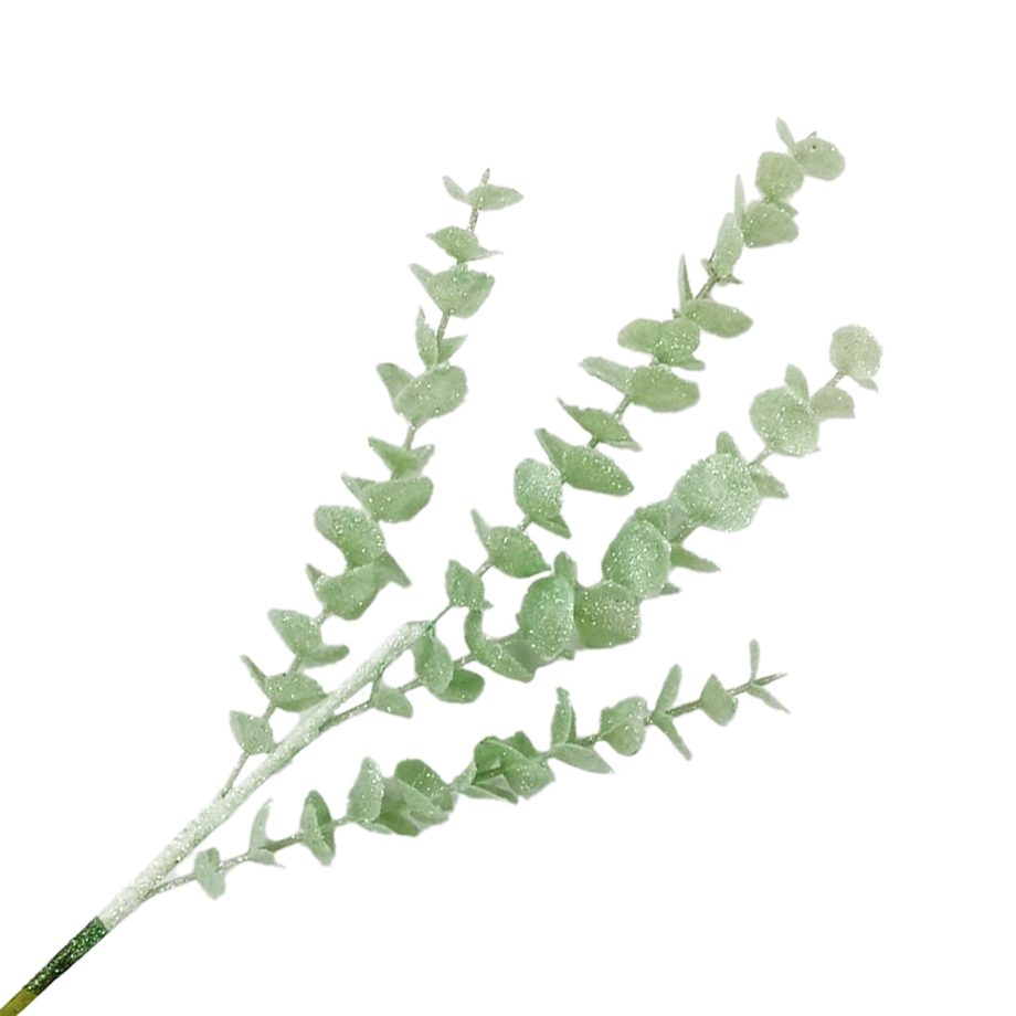 SPRAY EUCALYPTUS LEAF MINT 27" GLITTER