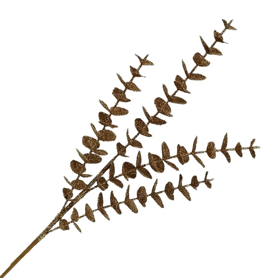 SPRAY EUCALYPTUS LEAF ROSE GOLD 27" GLITTER