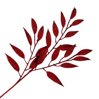 SPRAY LEAF RED 29" GLITTER