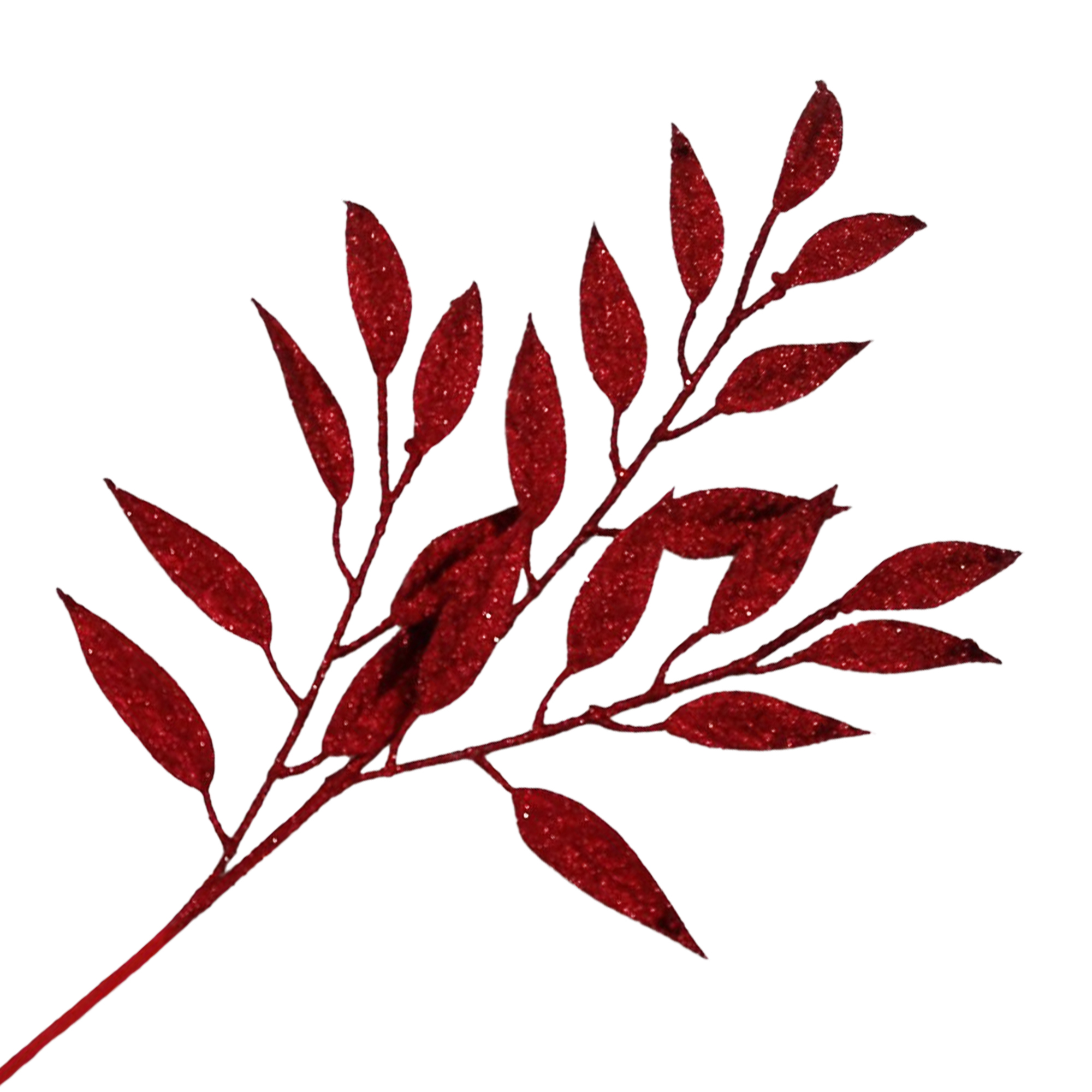 SPRAY LEAF RED 29" GLITTER