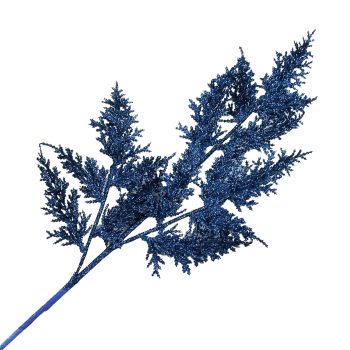 SPRAY CEDAR LEAF NAVY 26" GLITTER