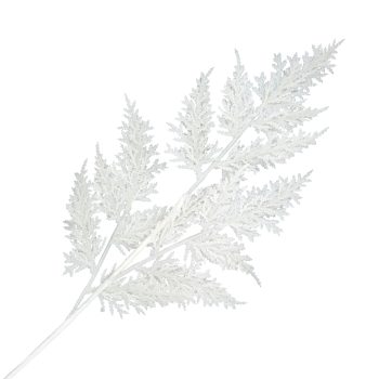 SPRAY CEDAR LEAF WHITE 26" GLITTER