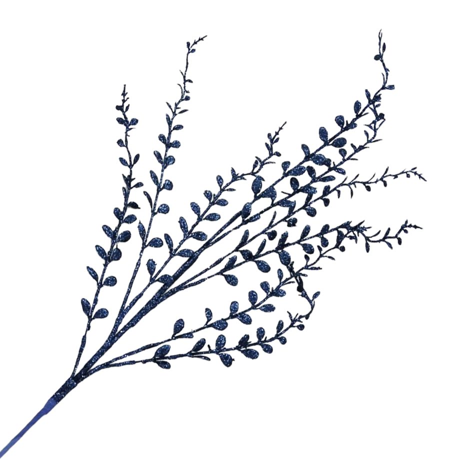 SPRAY MINI-EUCALYPTUS LEAF NAVY 27" GLITTER