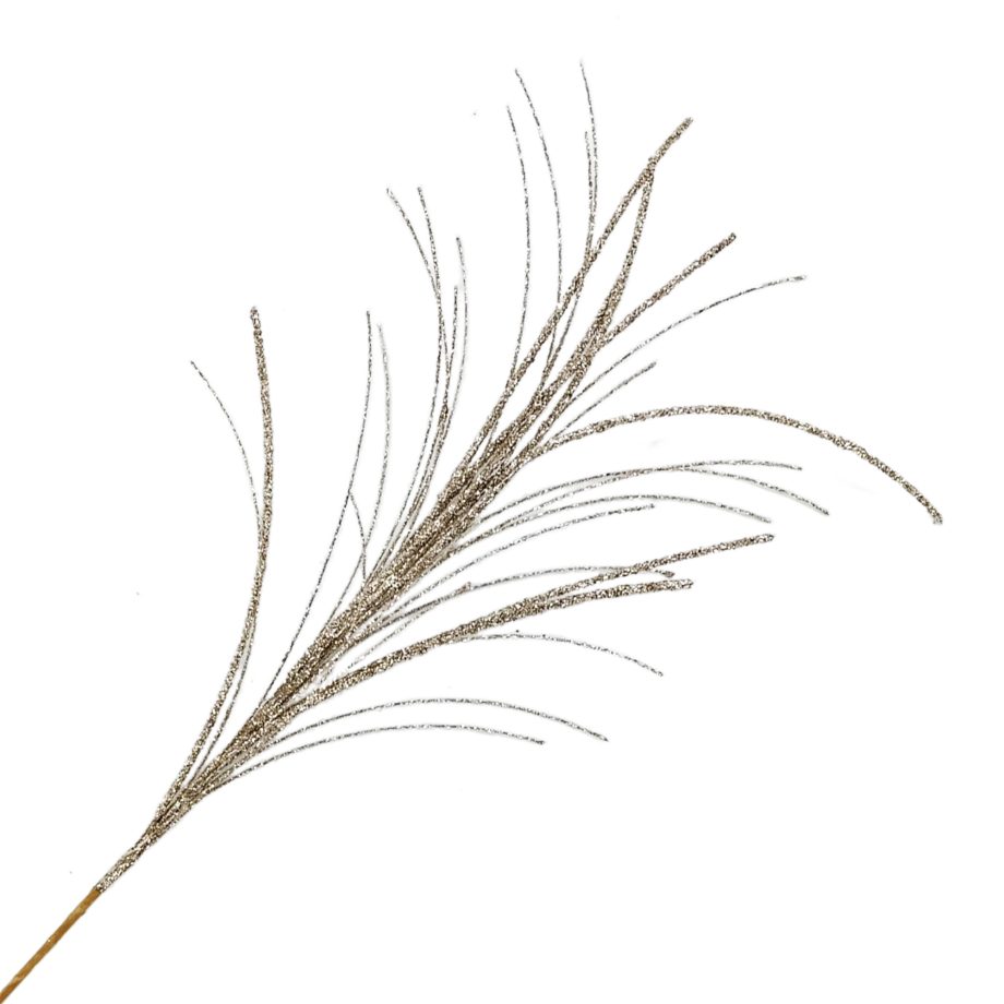 SPRAY FEATHER GRASS CHAMPAGNE GOLD 26" GLITTER
