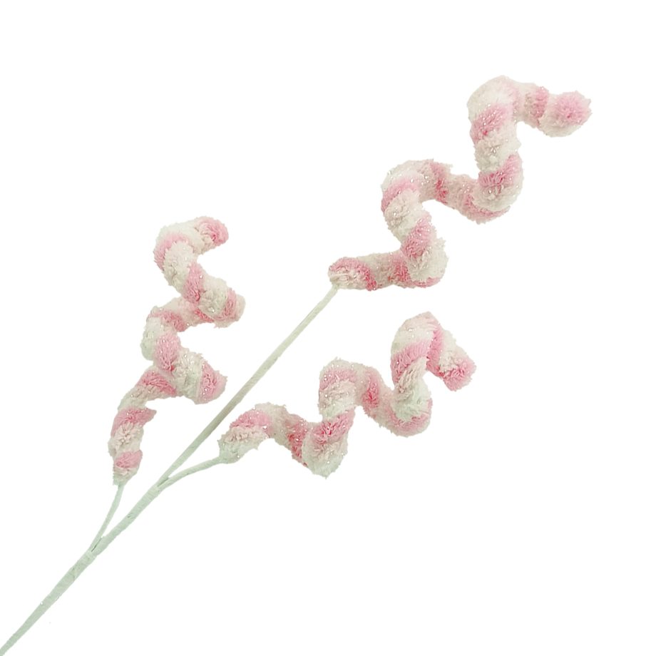 SPRAY CURL FUR FABRIC PINK 31" GLITTER
