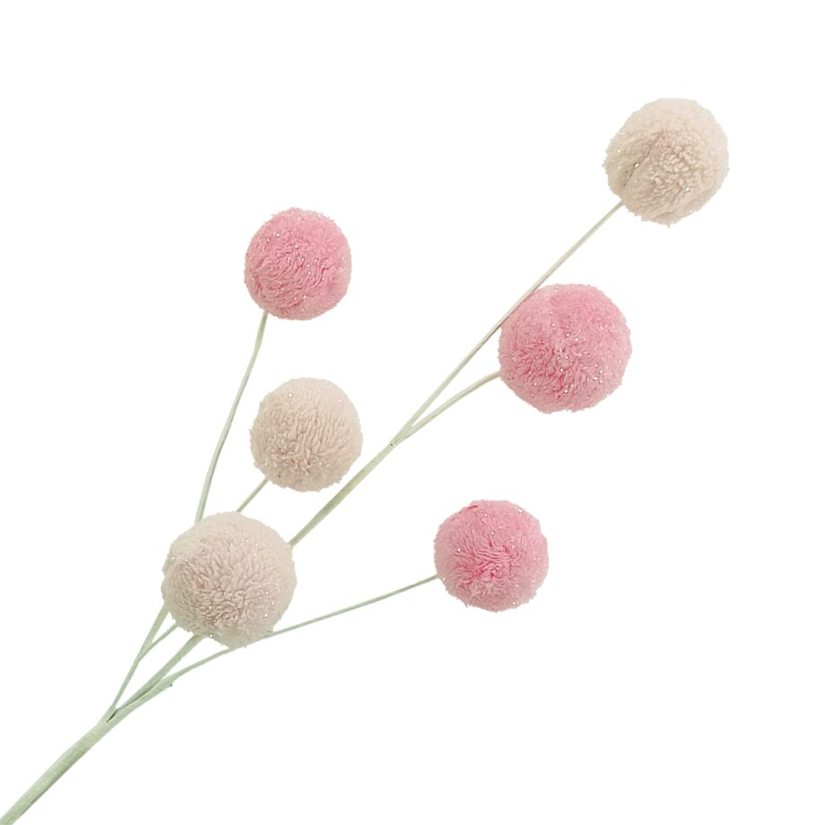 BALL SPRAY 32" FUR FABRIC PINK W/ GLITTER