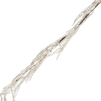 GARLAND MINI-LEAF VINE HANGING WHITE 59" FROSTED/GLITTER