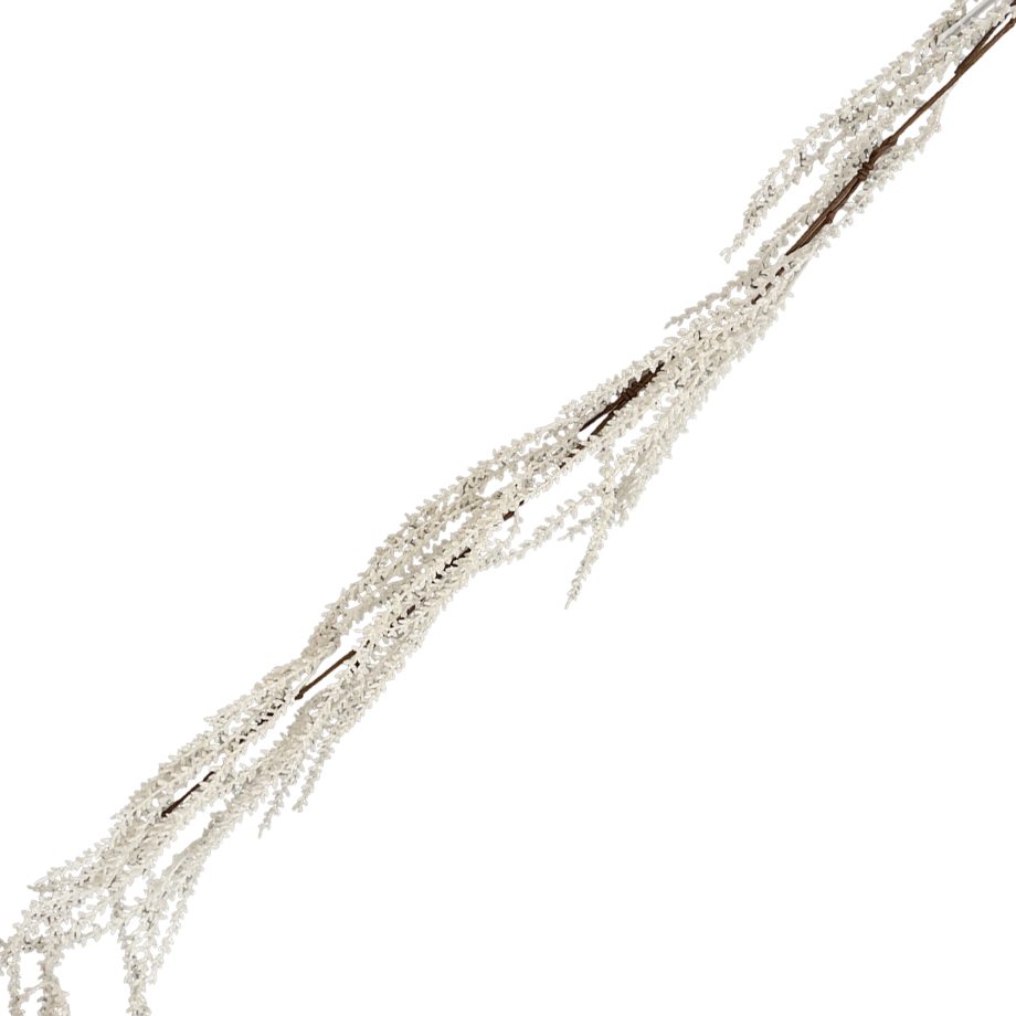 GARLAND MINI-LEAF VINE HANGING WHITE 59" FROSTED/GLITTER