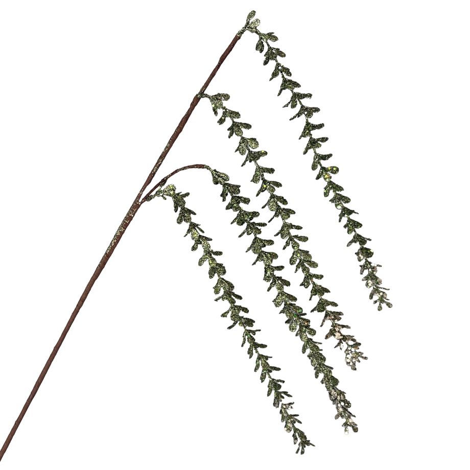 SPRAY MINI-LEAF VINE HANGING GREEN 23" GLITTER